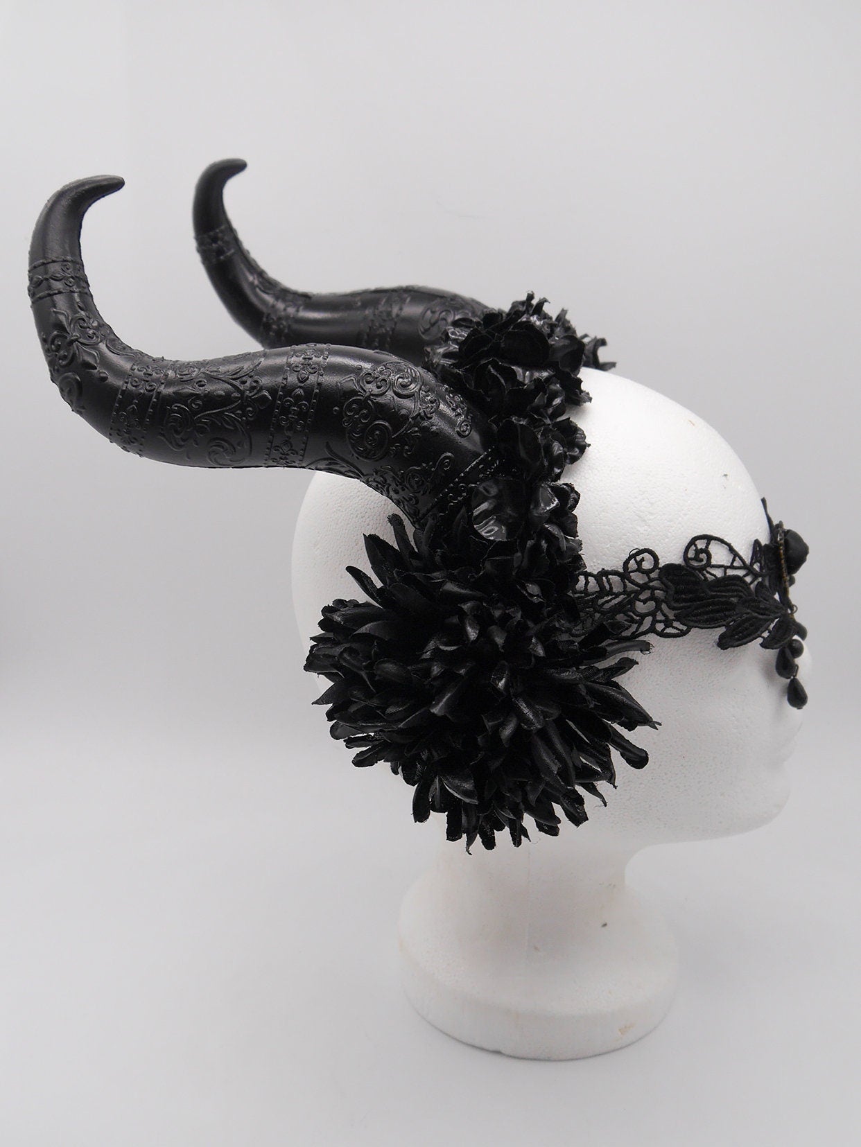 dark Faun Headdress ~ gothic Horns ~ Queen of Darkness ~ goth ~ occult Headpiece