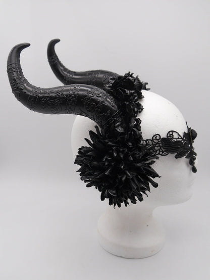 dark Faun Headdress ~ gothic Horns ~ Queen of Darkness ~ goth ~ occult Headpiece