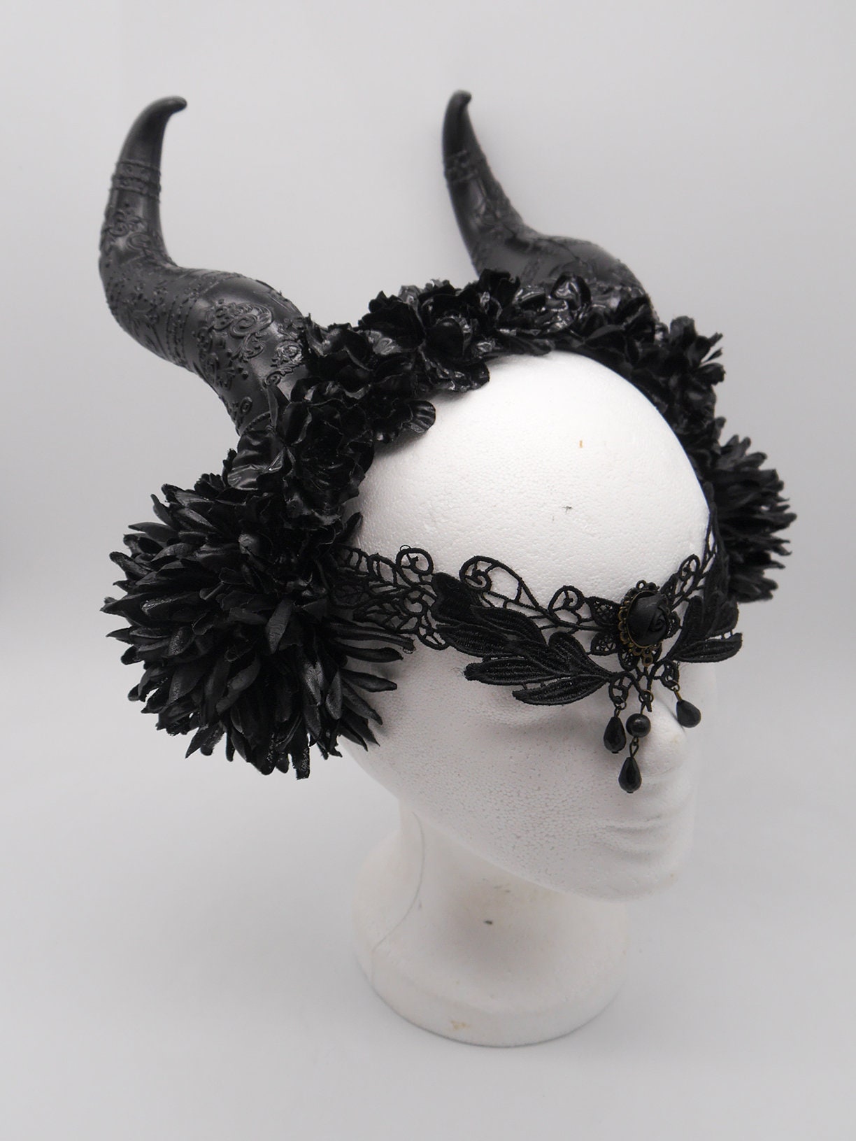 dark Faun Headdress ~ gothic Horns ~ Queen of Darkness ~ goth ~ occult Headpiece