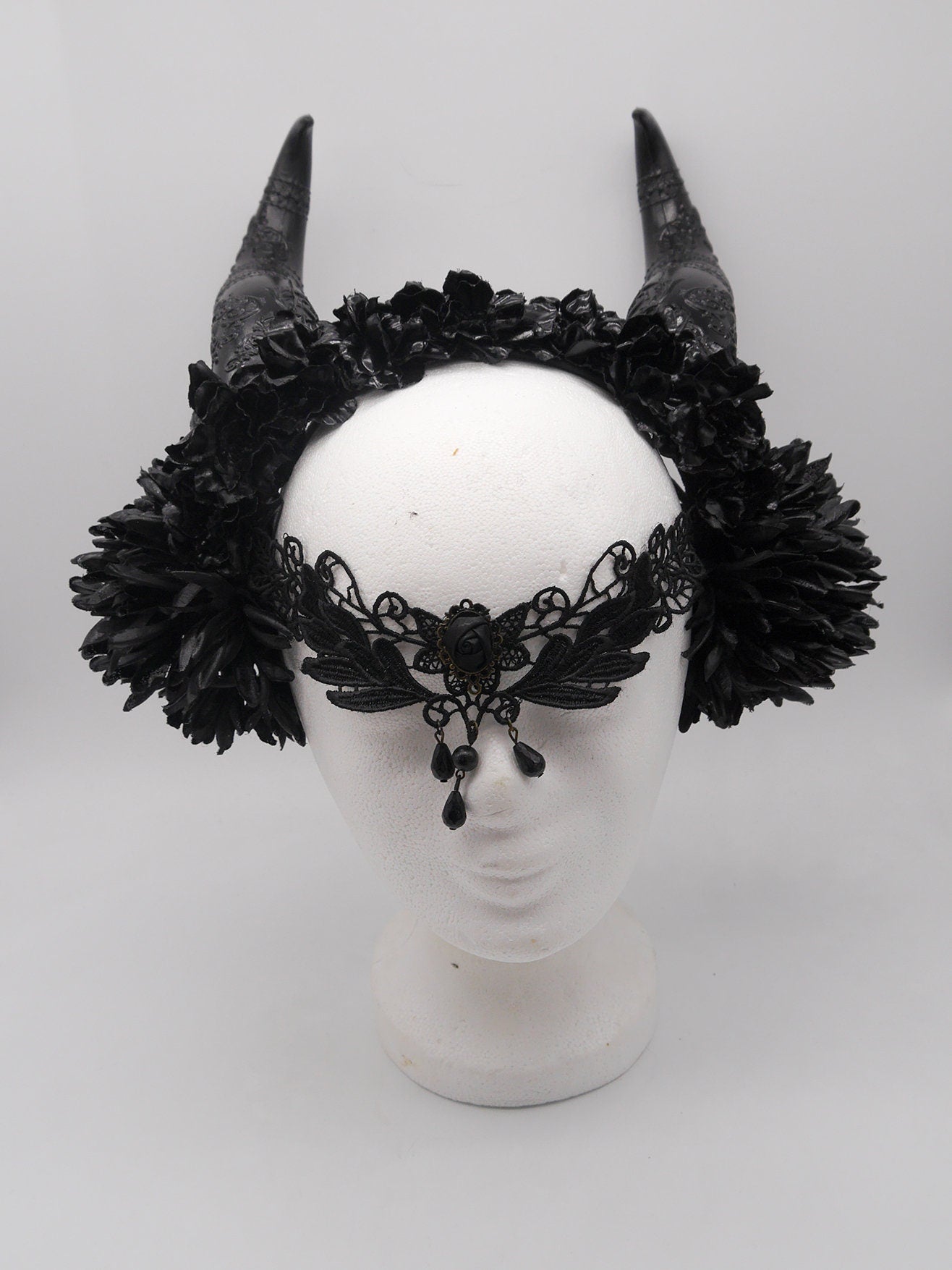 dark Faun Headdress ~ gothic Horns ~ Queen of Darkness ~ goth ~ occult Headpiece