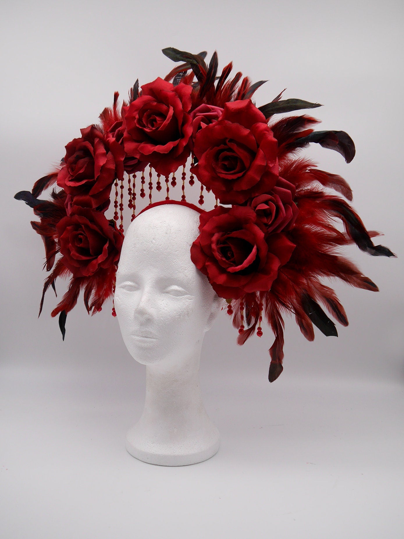 red rose feathers double Halo ~ Royal ~ Metal ~ fairy ~ gloriole ~ nimbus ~ crown ~ Krone ~ Kranz ~ Heiligenschein