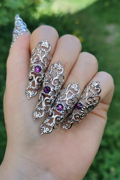 5pc fairytail Nails ~ Elb ~ Elfe ~ Filigree ~ Claws ~ Tips ~ Goth ~ Gothic