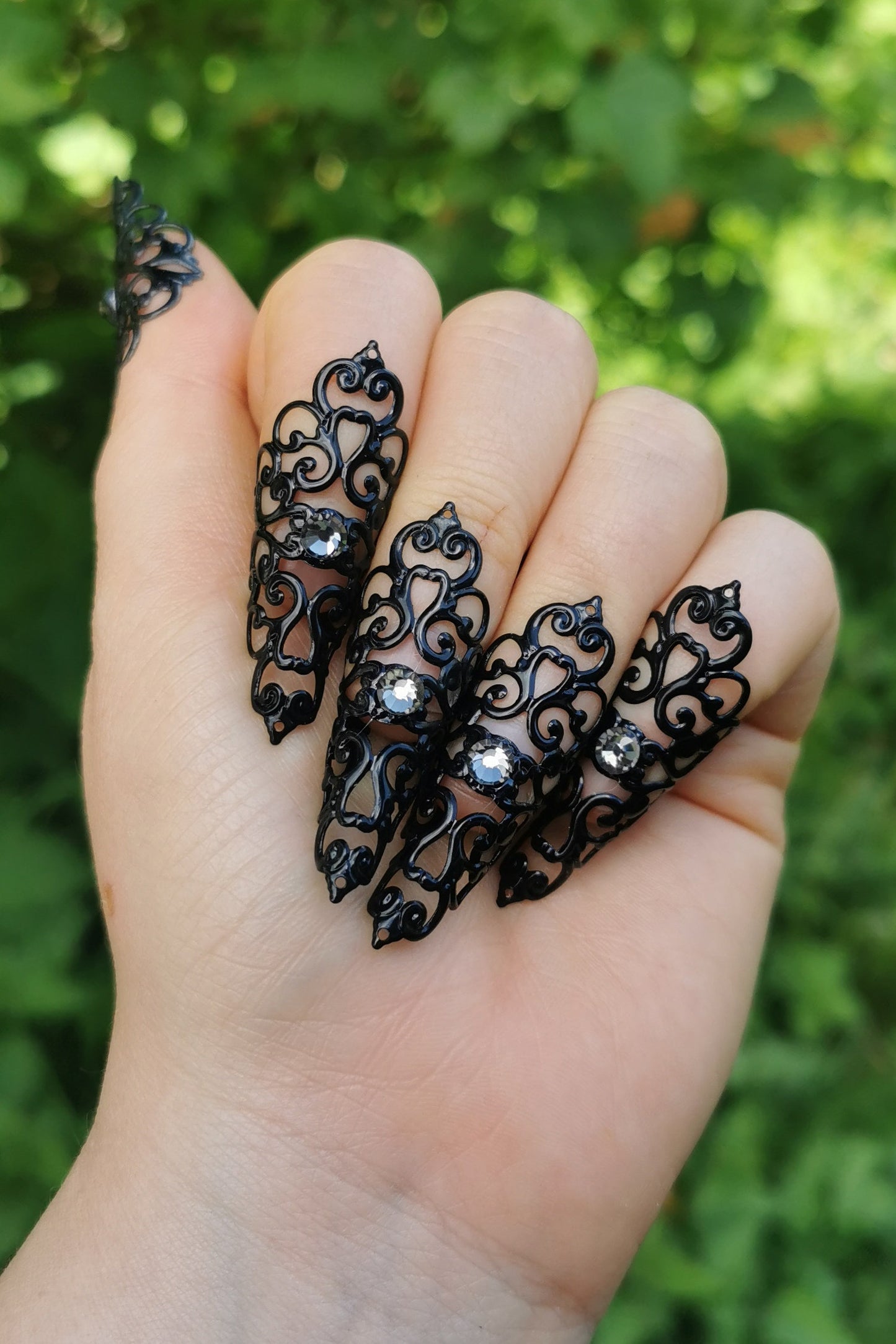 5pc fairytail Nails ~ Elb ~ Elfe ~ Filigree ~ Claws ~ Tips ~ Goth ~ Gothic