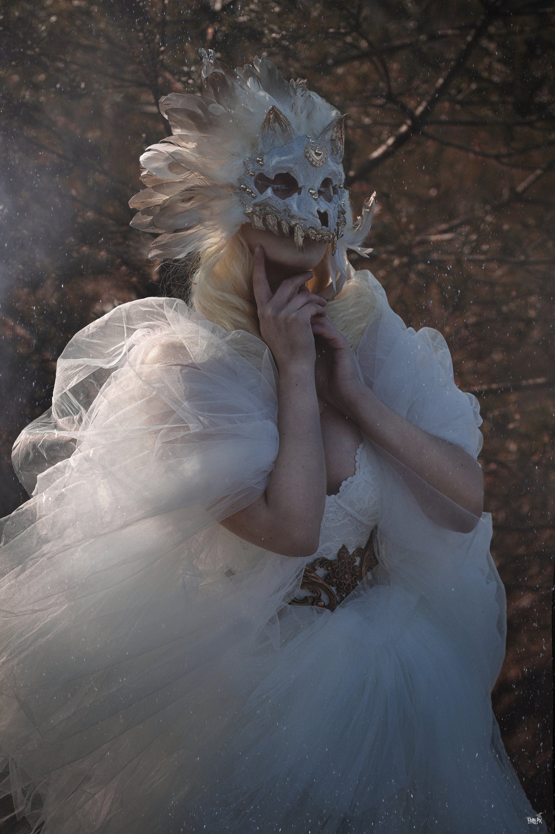 Black brown Cat Mask ~ Boho Maske ~ Headdress ~ Headpiece ~ Skull - Bones ~ wolves ~ wolf ~ Kopfschmuck