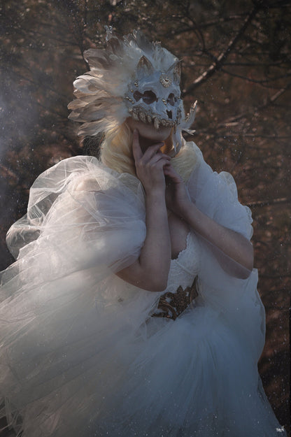 Black silver Cat Mask ~ Boho Maske ~ Headdress ~ Headpiece ~ Skull - Bones ~ wolves ~ wolf ~ Kopfschmuck