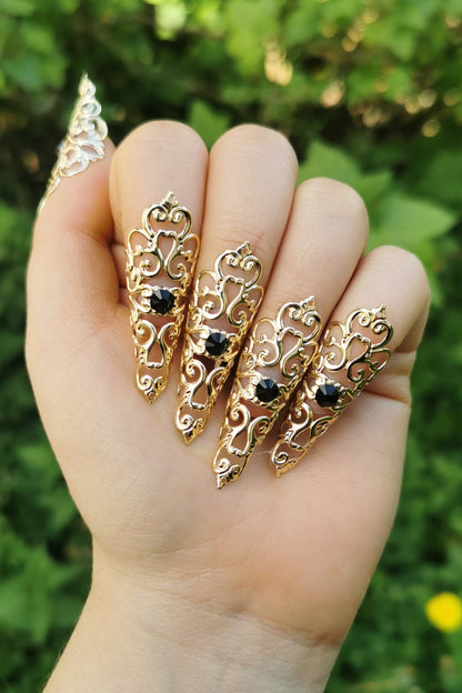 5pc fairytail Nails ~ Elb ~ Elfe ~ Filigree ~ Claws ~ Tips ~ Goth ~ Gothic