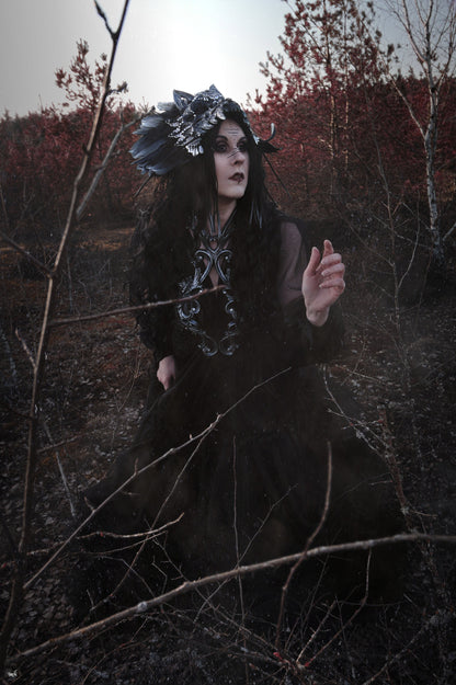 Black brown Cat Mask ~ Boho Maske ~ Headdress ~ Headpiece ~ Skull - Bones ~ wolves ~ wolf ~ Kopfschmuck