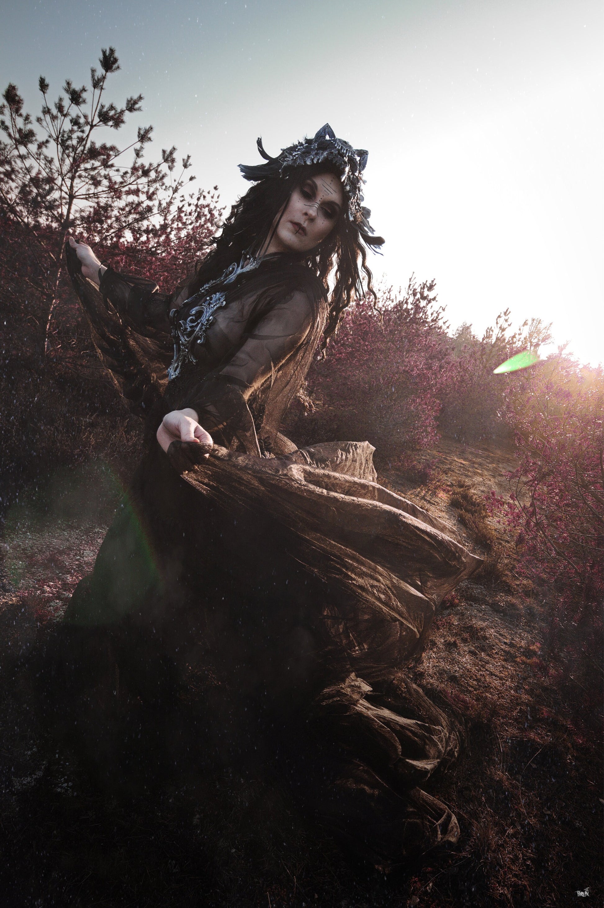 Black brown Cat Mask ~ Boho Maske ~ Headdress ~ Headpiece ~ Skull - Bones ~ wolves ~ wolf ~ Kopfschmuck