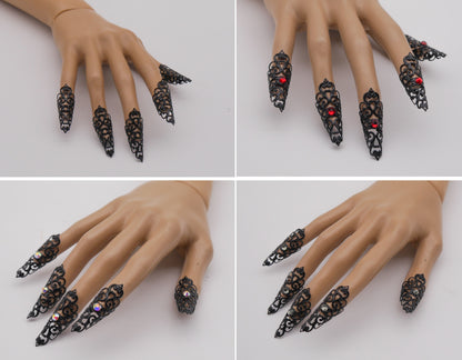 5pc fairytail Nails ~ Elb ~ Elfe ~ Filigree ~ Claws ~ Tips ~ Goth ~ Gothic