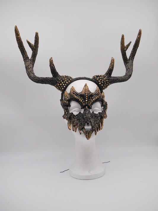 Dark Deer Antlers Set ~ Maske ~ gothic ~ Headdress ~ Headpiece ~ Skull - Bones ~ goth ~ Kopfschmuck - festival ~ Devil