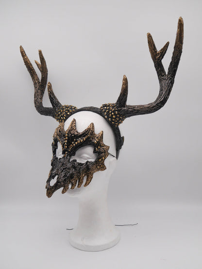 Dark Deer Antlers Set ~ Maske ~ gothic ~ Headdress ~ Headpiece ~ Skull - Bones ~ goth ~ Kopfschmuck - festival ~ Devil