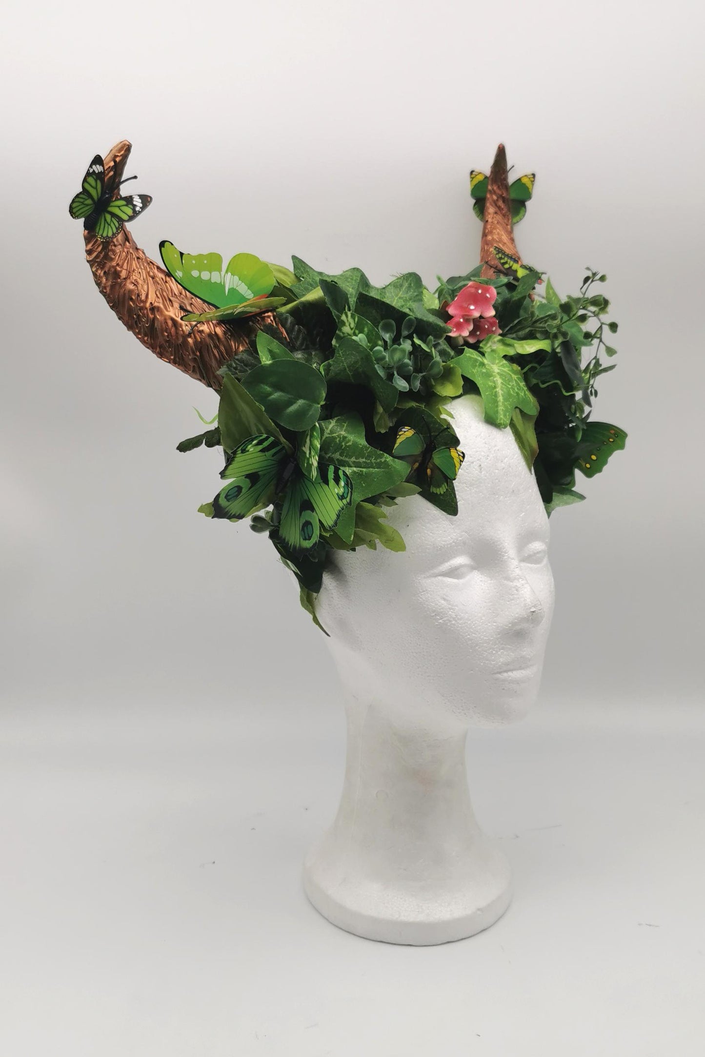 Mystic Forest Faun Headdress ~ green butterfly ~ fantasy Horns ~ Elfen ~ Feen ~ faun Headpiece ~ Schmetterling ~ Kopfschmuck ~ Wald ~ Fee