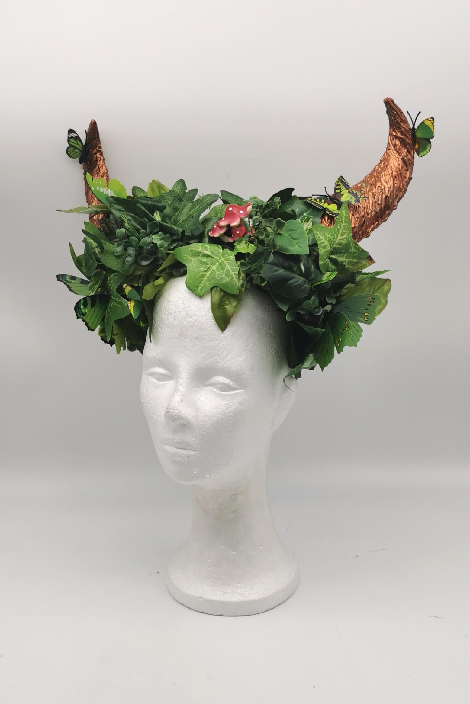 Mystic Forest Faun Headdress ~ green butterfly ~ fantasy Horns ~ Elfen ~ Feen ~ faun Headpiece ~ Schmetterling ~ Kopfschmuck ~ Wald ~ Fee