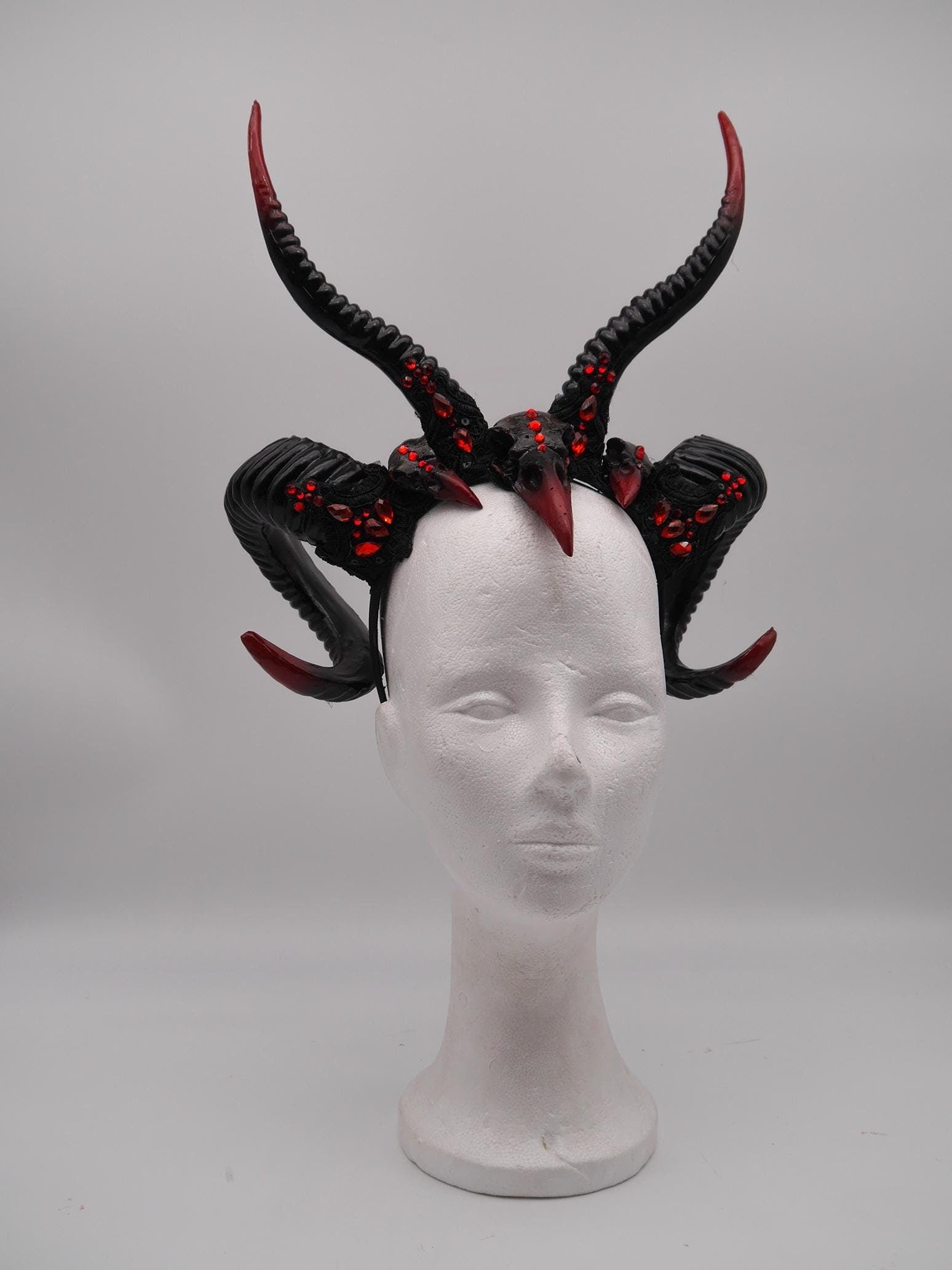 bloody Raven douple Horns ~ gothic Hörner ~ Fantasy ~ Kopfschmuck ~ Dämon ~ Hexe ~ Festival ~ occult ~ wicca ~ Maleficent - double horns