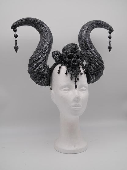 dark Maleficent Headdress ~ gothic Horns ~ Queen of Darkness ~ goth ~ occult Headpiece