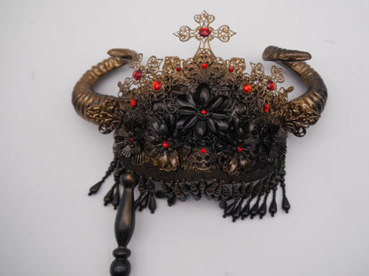 Blind Mask ~ Gothic Maske ~ goth Headdress ~ Headpiece ~ Skull - Bones ~ festival ~ Kopfschmuck ~ Teufel