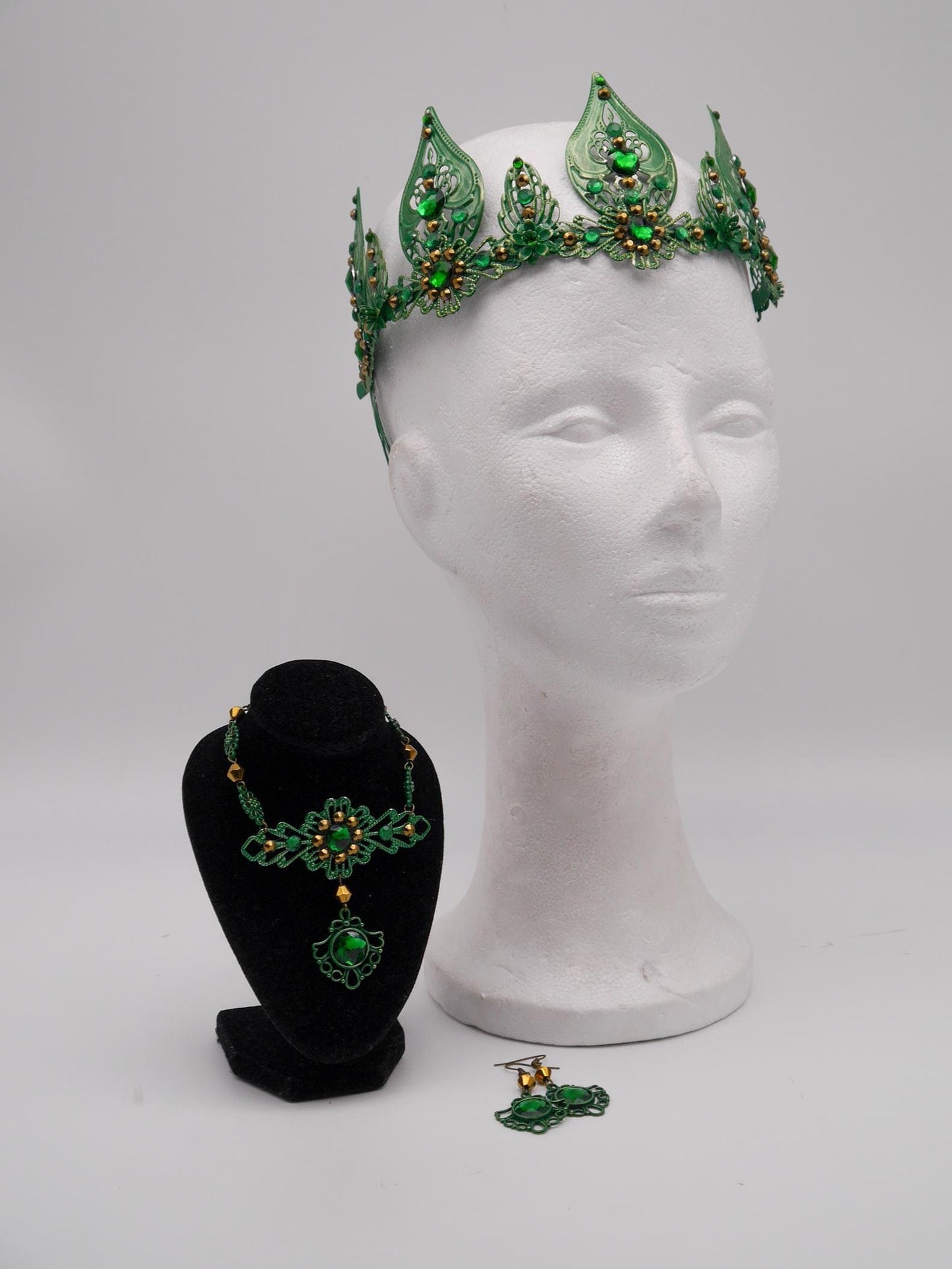 Froschkönig Set – Krone, Ohrringe, Kette ~ Crown ~ Kiss the frog ~ Headdress ~fantasy ~ fairytail