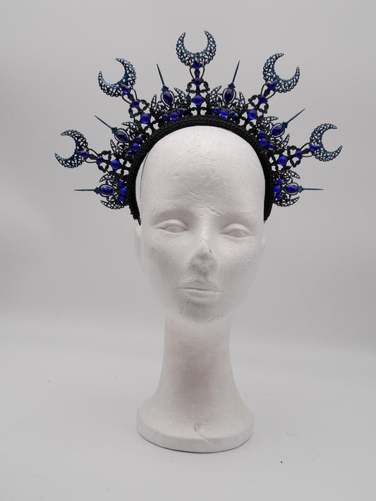 dark Luna Halo ~ Moon Child Headdress ~ Mond Kopfschmuck ~ fantasy ~ gothic ~ costume ~ Elv ~ Elfe ~ Royal ~ Kristall ~ Krone ~ Crown