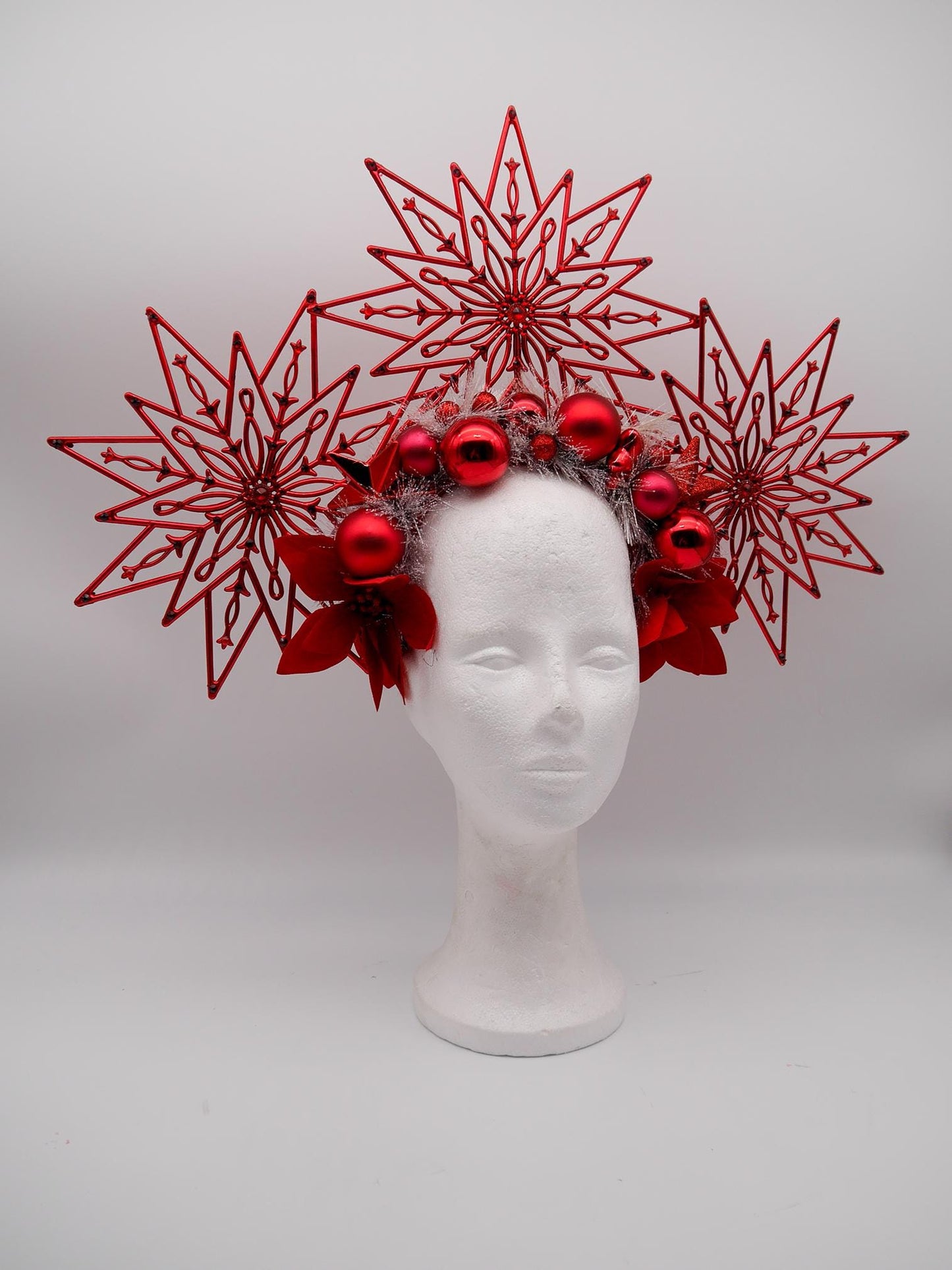 red Chrismas Headdress ~ Winter Headpiece ~ winterwonderland ~ snow ~ ice Queen ~ Headdress ~ Winterdream