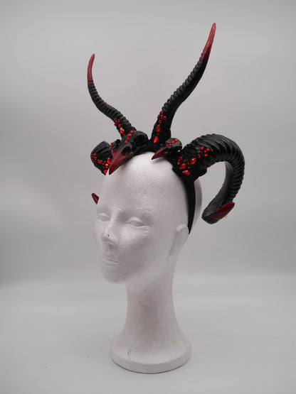 bloody Raven douple Horns ~ gothic Hörner ~ Fantasy ~ Kopfschmuck ~ Dämon ~ Hexe ~ Festival ~ occult ~ wicca ~ Maleficent - double horns