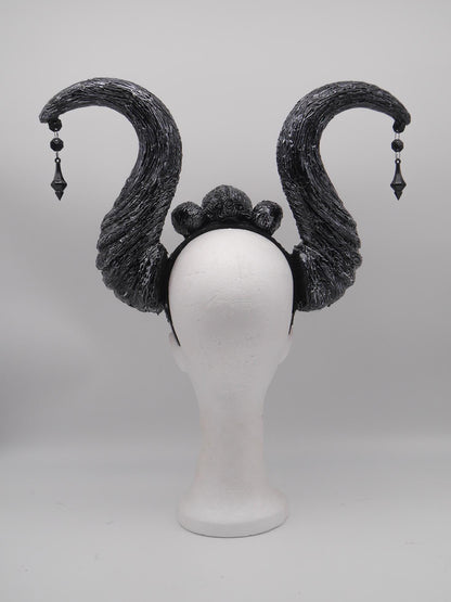 dark Maleficent Headdress ~ gothic Horns ~ Queen of Darkness ~ goth ~ occult Headpiece