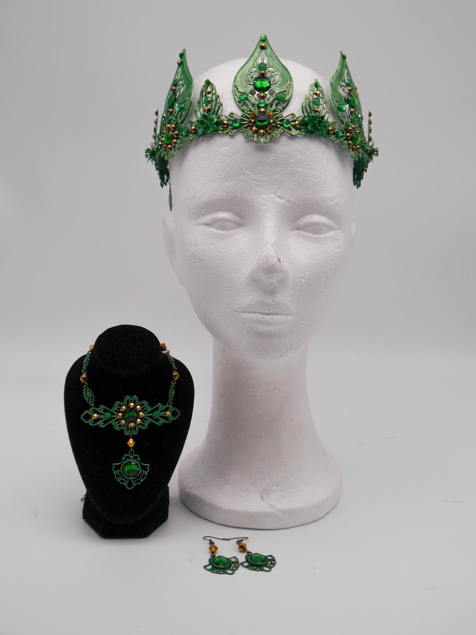 Froschkönig Set – Krone, Ohrringe, Kette ~ Crown ~ Kiss the frog ~ Headdress ~fantasy ~ fairytail