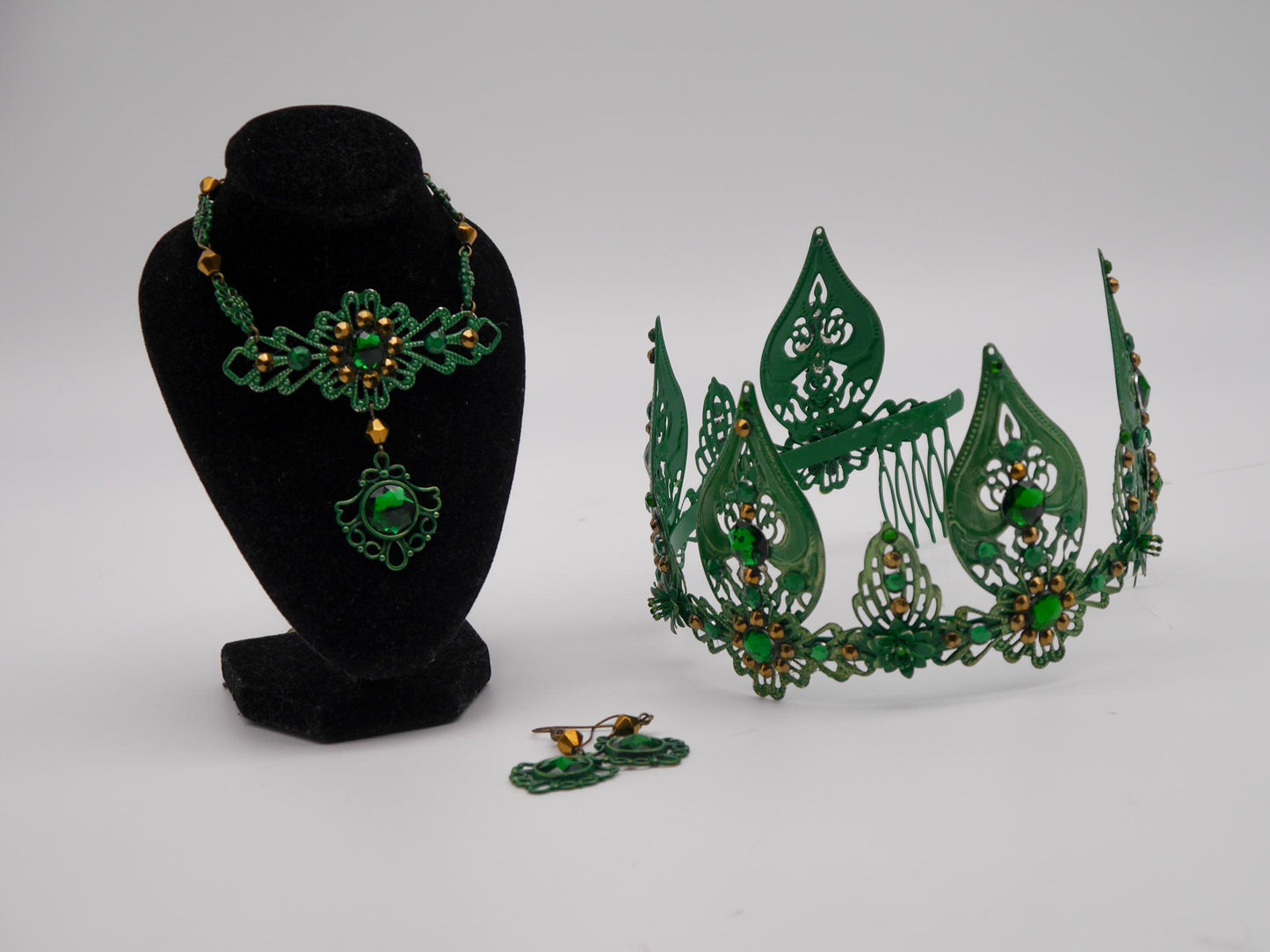 Froschkönig Set – Krone, Ohrringe, Kette ~ Crown ~ Kiss the frog ~ Headdress ~fantasy ~ fairytail