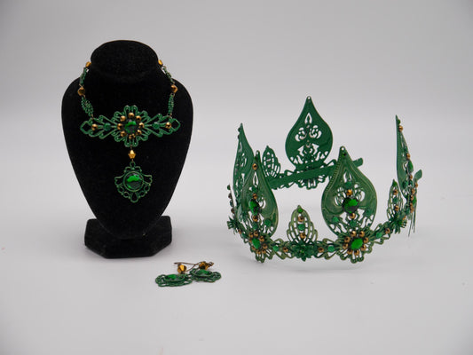 Froschkönig Set – Krone, Ohrringe, Kette ~ Crown ~ Kiss the frog ~ Headdress ~fantasy ~ fairytail