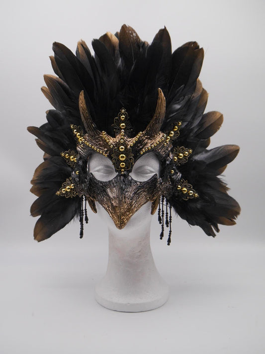 Raven Mask ~ Crow ~ Rabe ~ Vogel ~ Maske ~ Headdress ~ Headpiece ~ Skull - Bones ~ festival ~ Kopfschmuck ~ Teufel