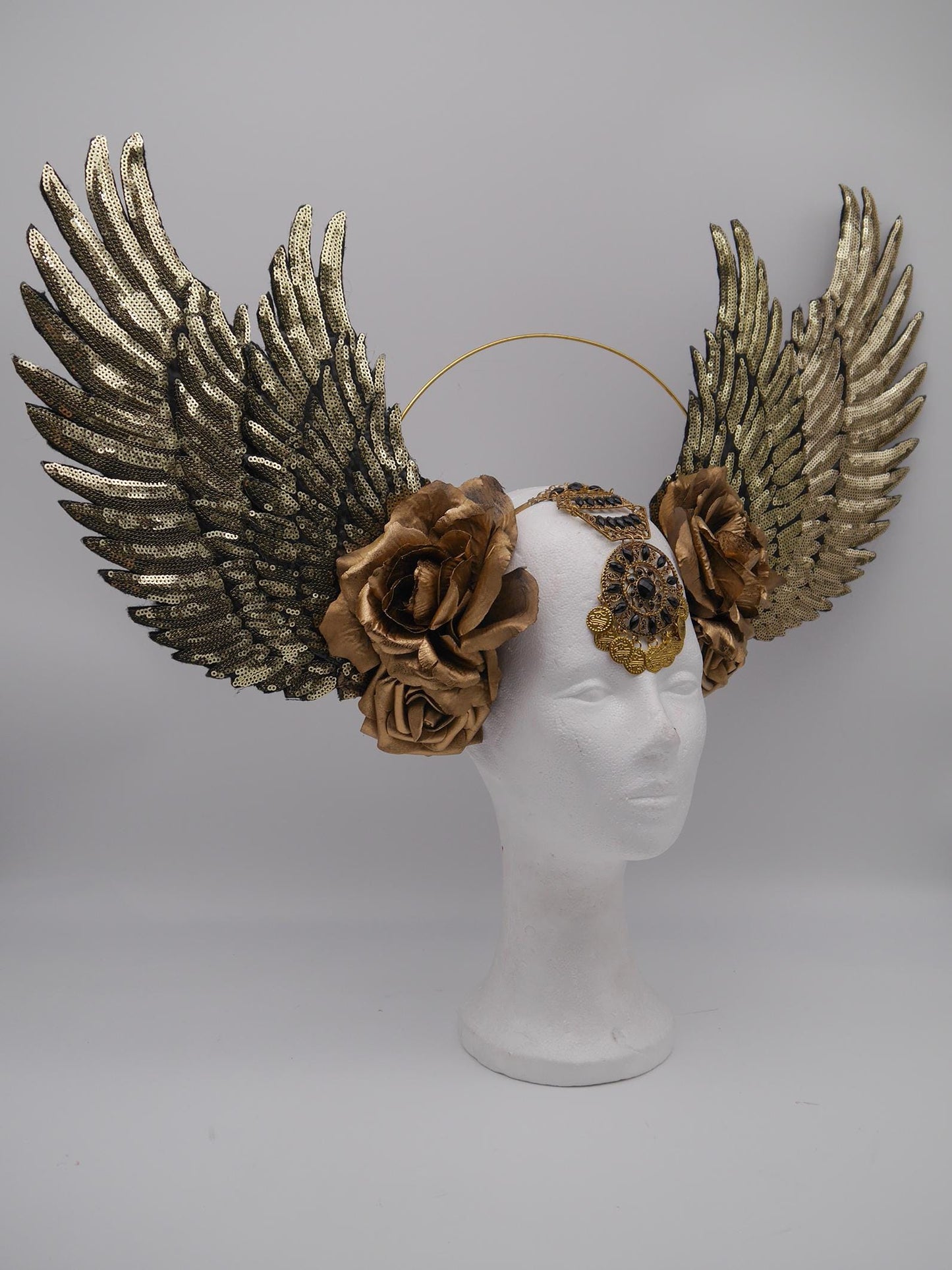 golden XXL Wings Headdress ~ Wing ~ Fantasy ~ Headpiece ~ Wallcure