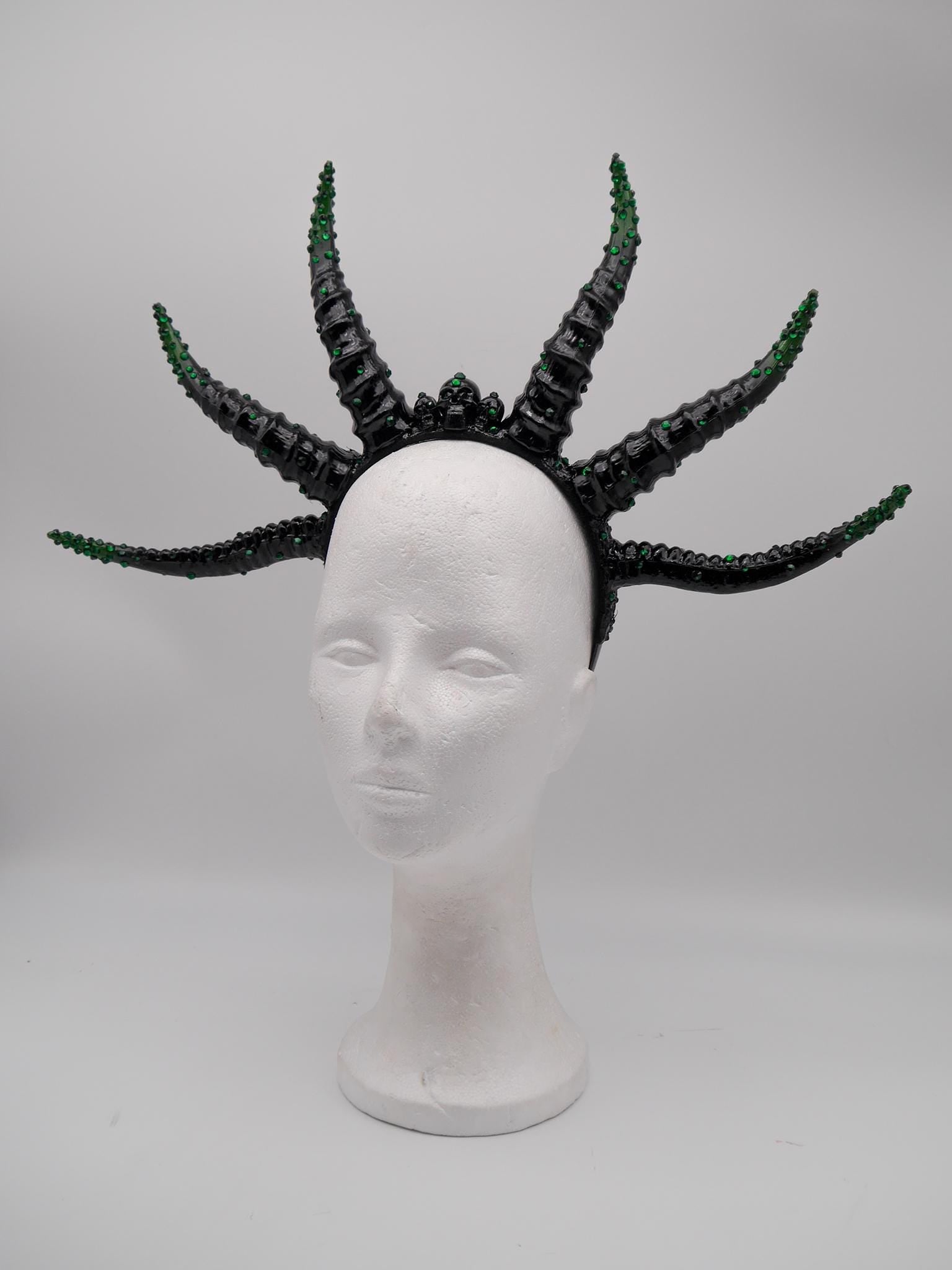 Multi Horns – Emerald Noir Collection ~ gothic Hörner ~ Fantasy ~ Kopfschmuck ~ Dämon ~ Hexe ~ Festival ~ occult ~ wicca ~ Maleficent