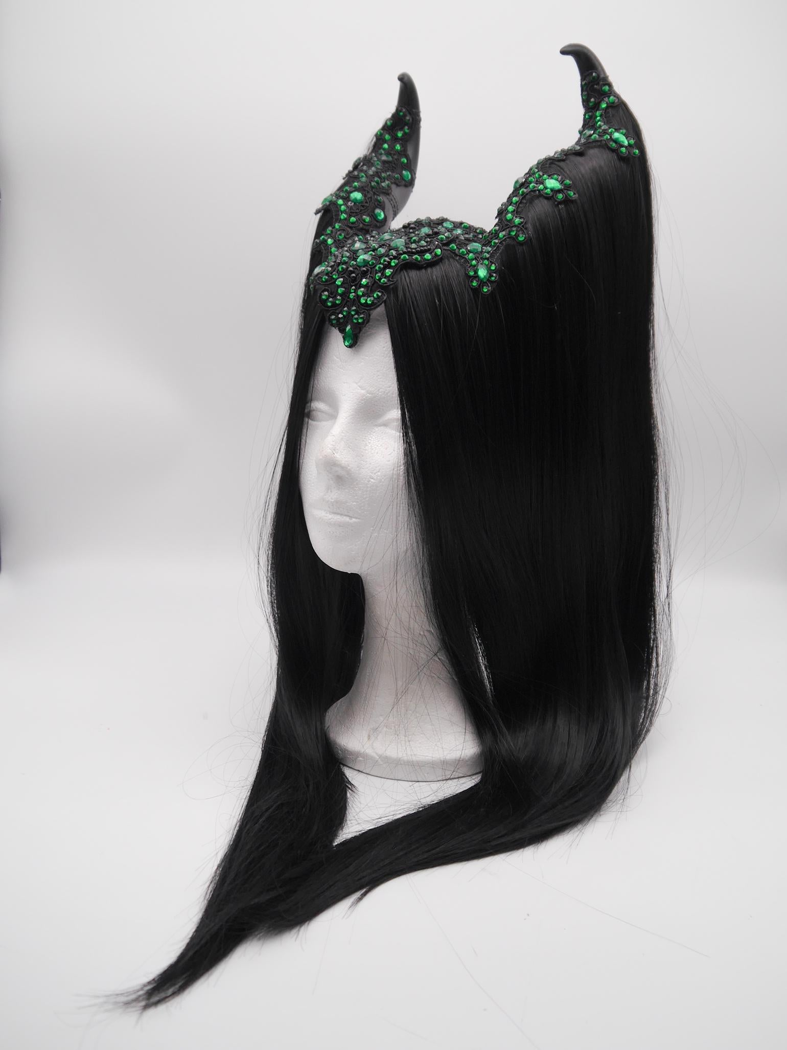 black and green maleficent Headdress ~ Gothic headpiece ~ Kopfschmuck