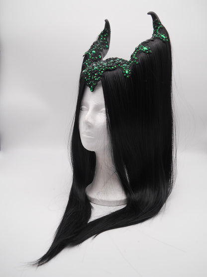 black and green maleficent Headdress ~ Gothic headpiece ~ Kopfschmuck