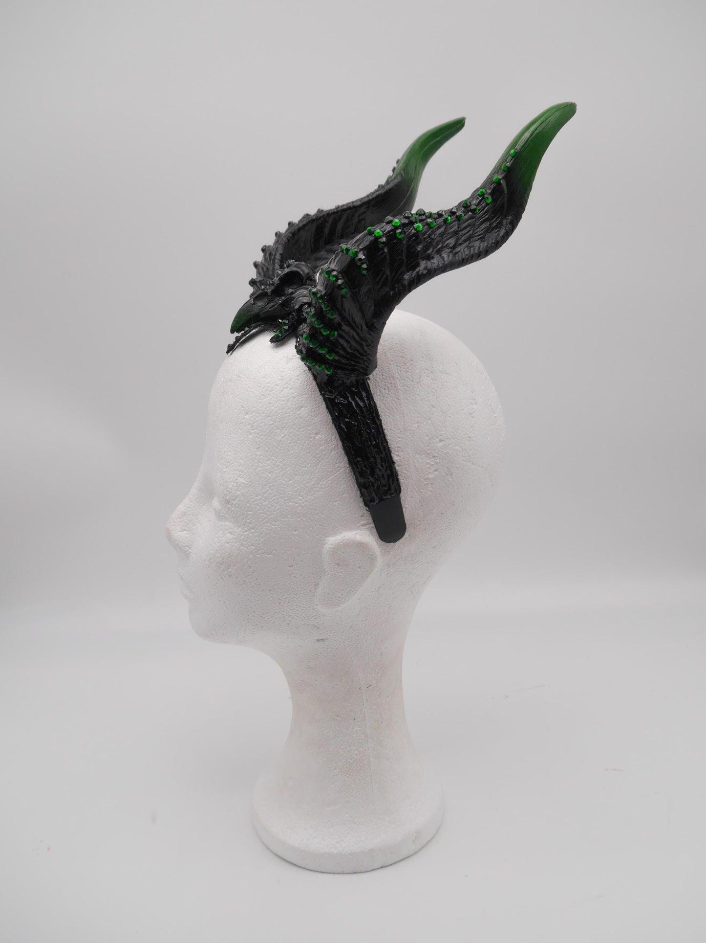 Emerald Noir Dragon Headdress ~ gothic Horns ~ Queen of Darkness ~ goth ~ occult Headpiece