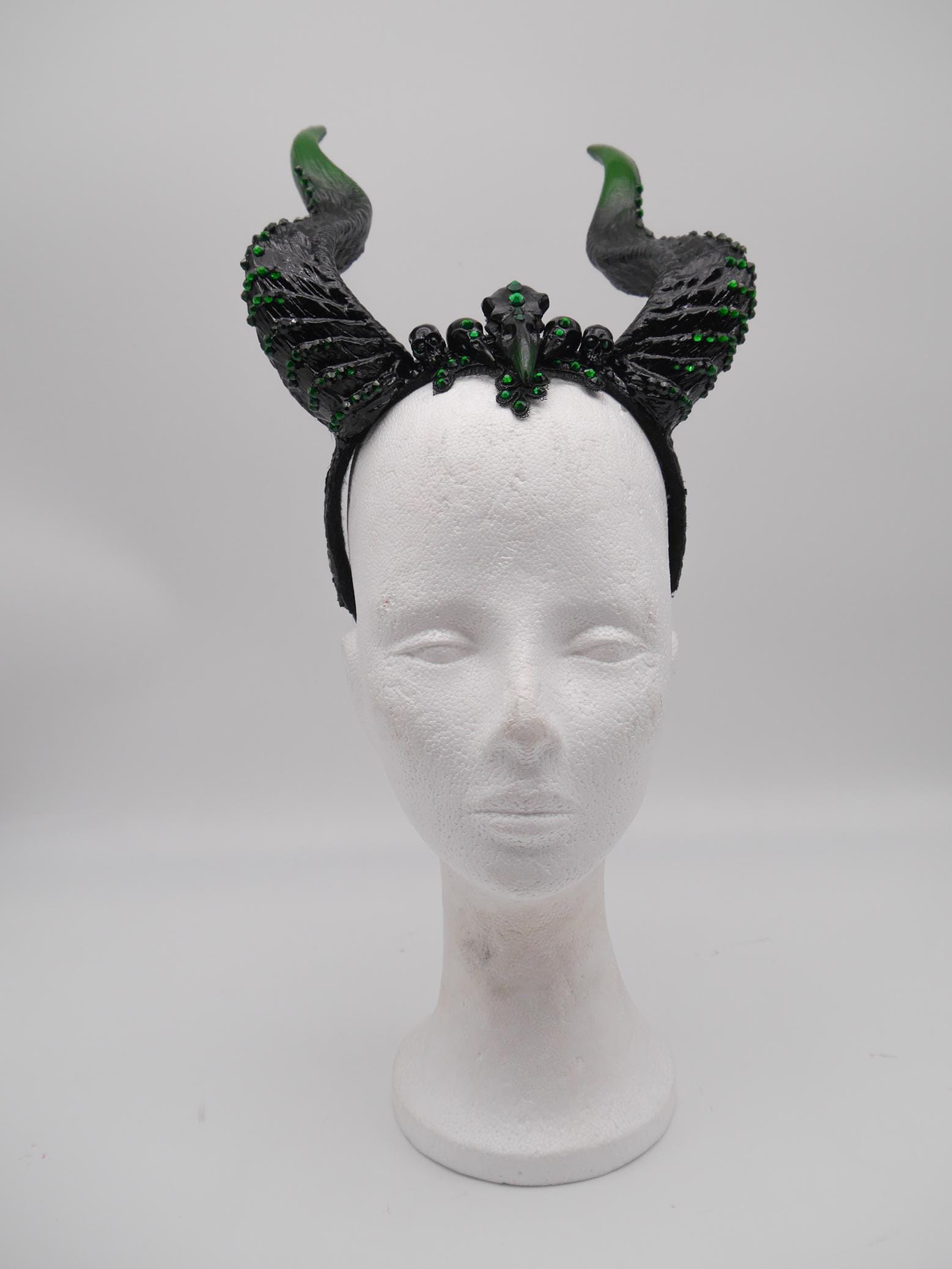 Emerald Noir Dragon Headdress ~ gothic Horns ~ Queen of Darkness ~ goth ~ occult Headpiece