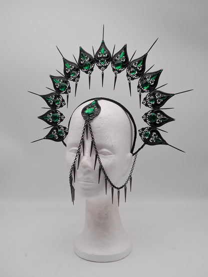 Emerald Noire Gothic Halo ~ Crown ~ black Royal Metal ~ vampir ~ Krone ~ Kranz ~ Kopfschmuck ~ Headdress ~Heiligenschein ~ Fantasy~ goth