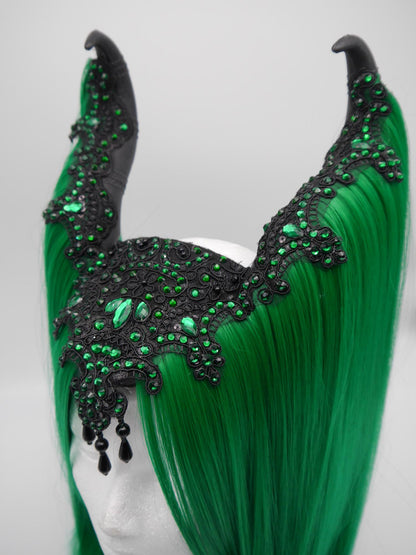 green maleficent Headdress ~ Gothic headpiece ~ Kopfschmuck