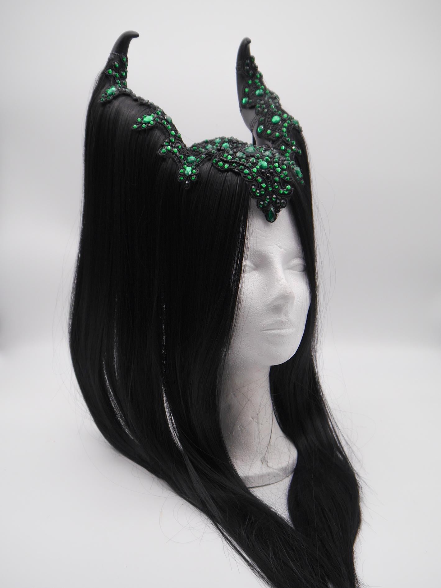 black and green maleficent Headdress ~ Gothic headpiece ~ Kopfschmuck