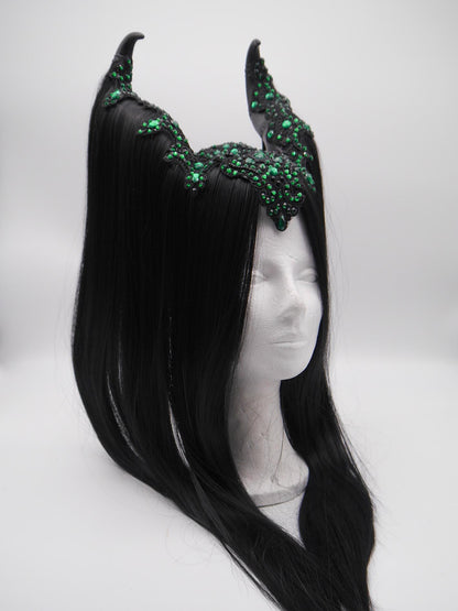 black and green maleficent Headdress ~ Gothic headpiece ~ Kopfschmuck