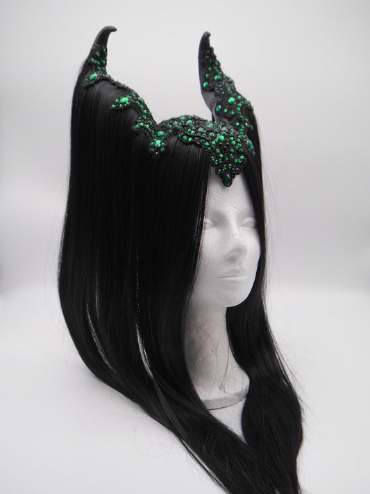 black and green maleficent Headdress ~ Gothic headpiece ~ Kopfschmuck