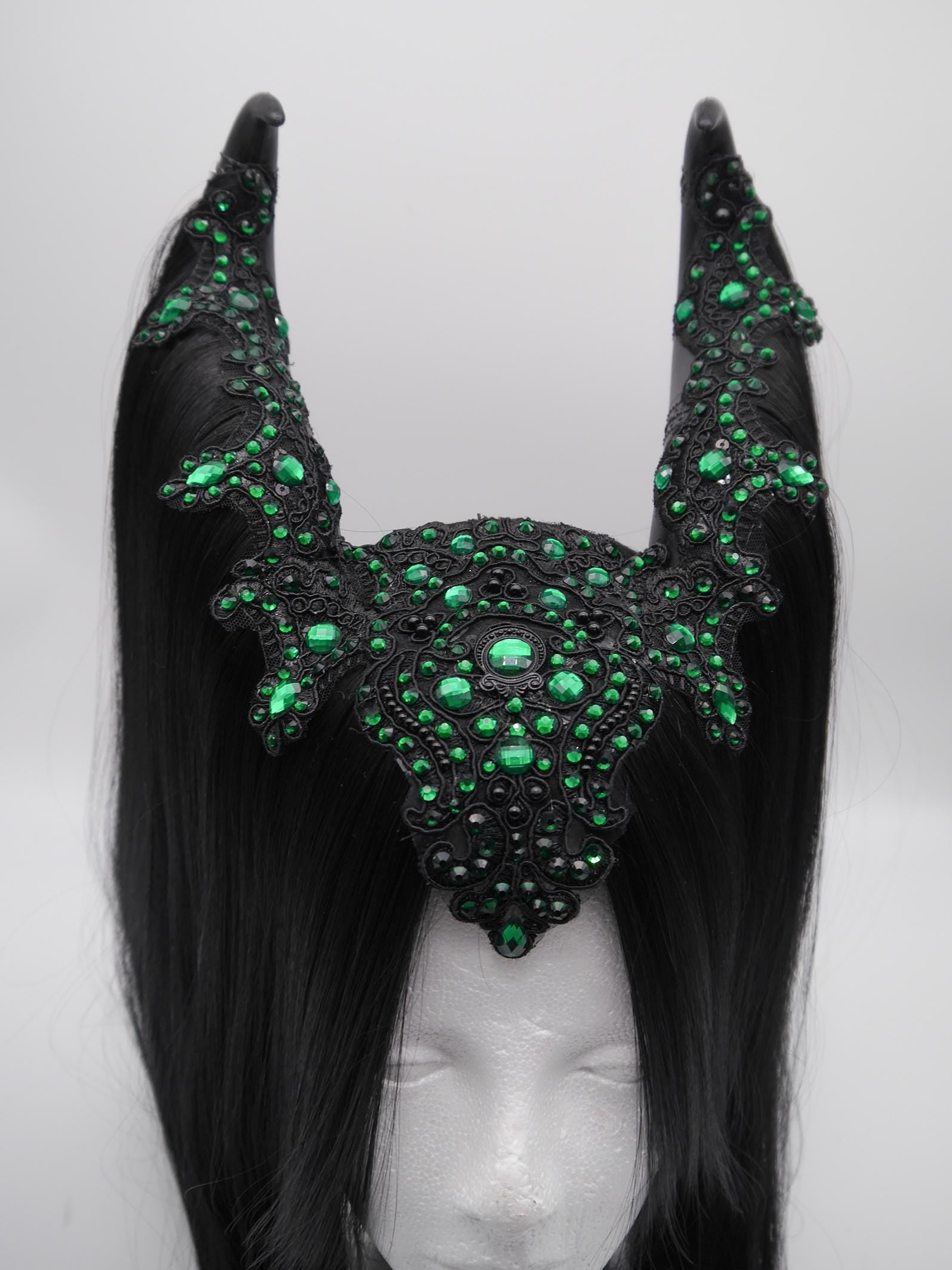 black and green maleficent Headdress ~ Gothic headpiece ~ Kopfschmuck