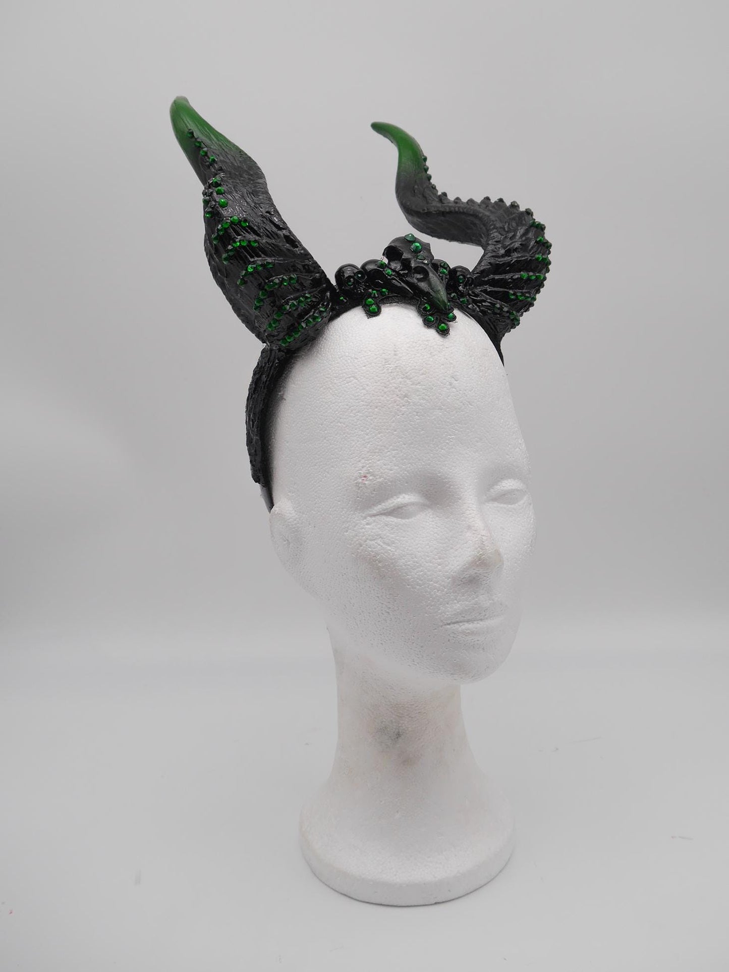 Emerald Noir Dragon Headdress ~ gothic Horns ~ Queen of Darkness ~ goth ~ occult Headpiece