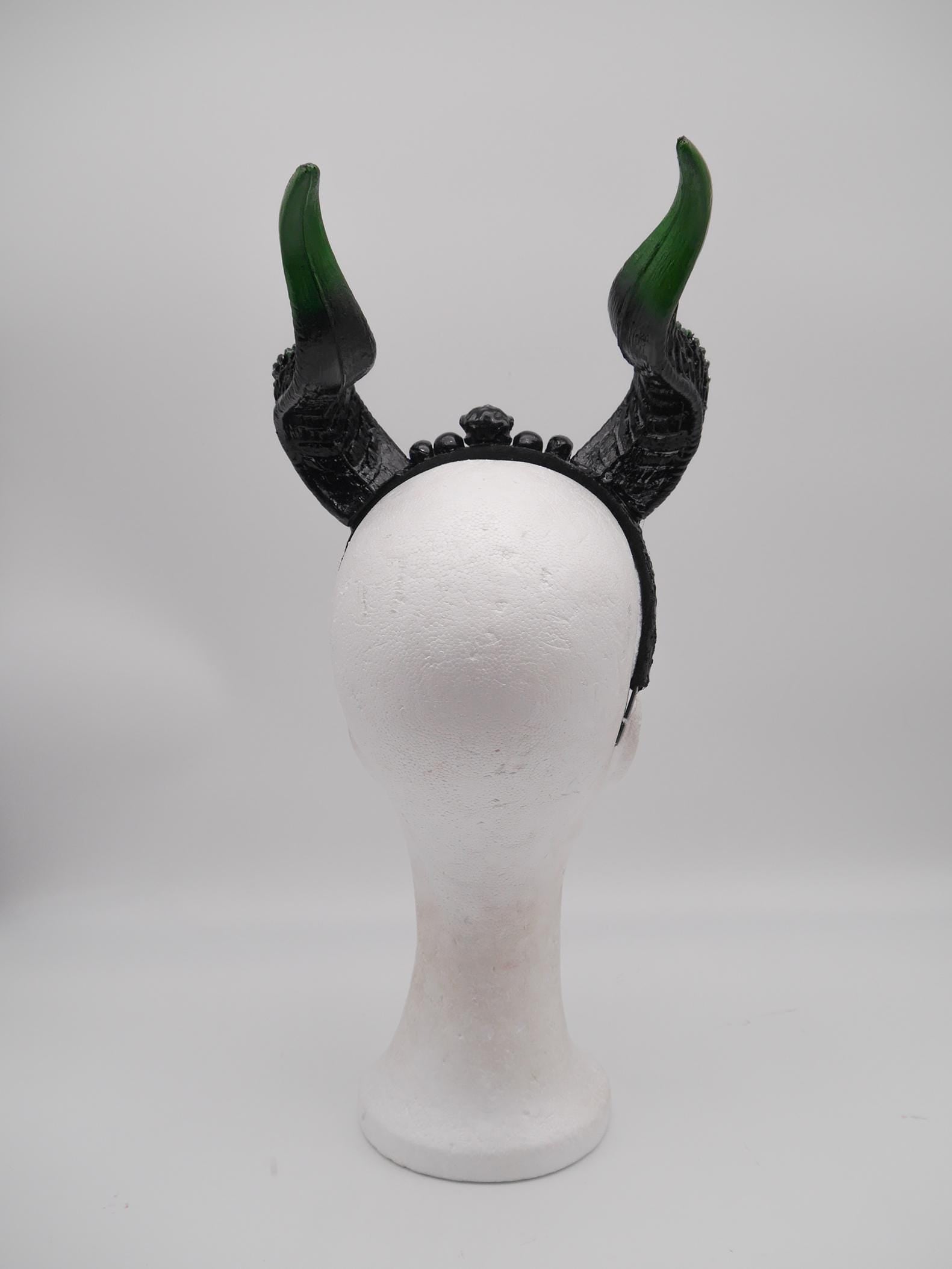 Emerald Noir Dragon Headdress ~ gothic Horns ~ Queen of Darkness ~ goth ~ occult Headpiece