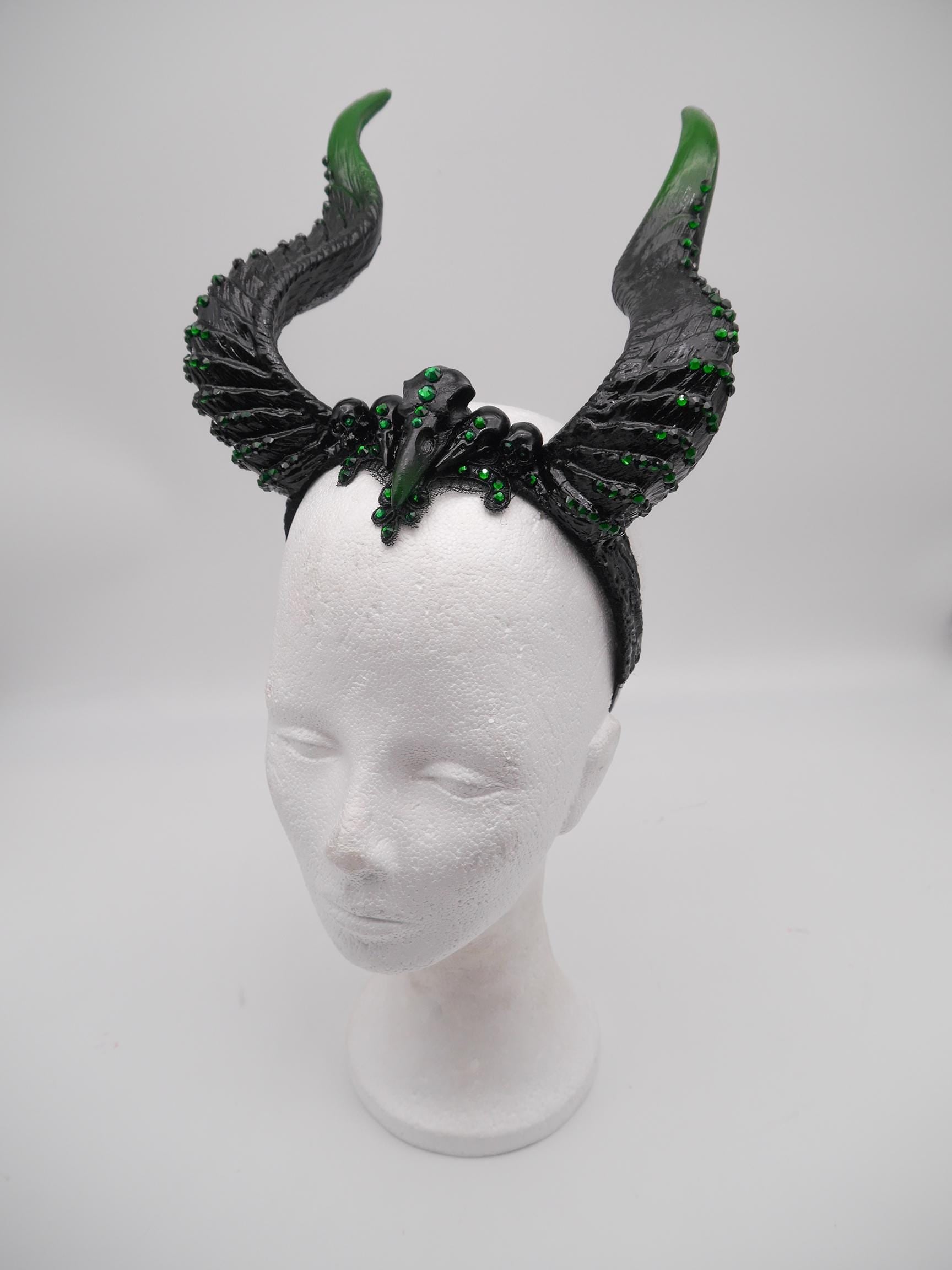 Emerald Noir Dragon Headdress ~ gothic Horns ~ Queen of Darkness ~ goth ~ occult Headpiece