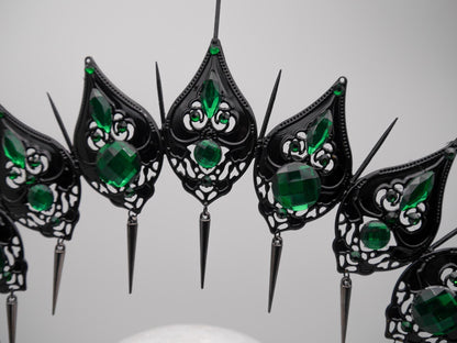 Emerald Noire Gothic Halo ~ Crown ~ black Royal Metal ~ vampir ~ Krone ~ Kranz ~ Kopfschmuck ~ Headdress ~Heiligenschein ~ Fantasy~ goth