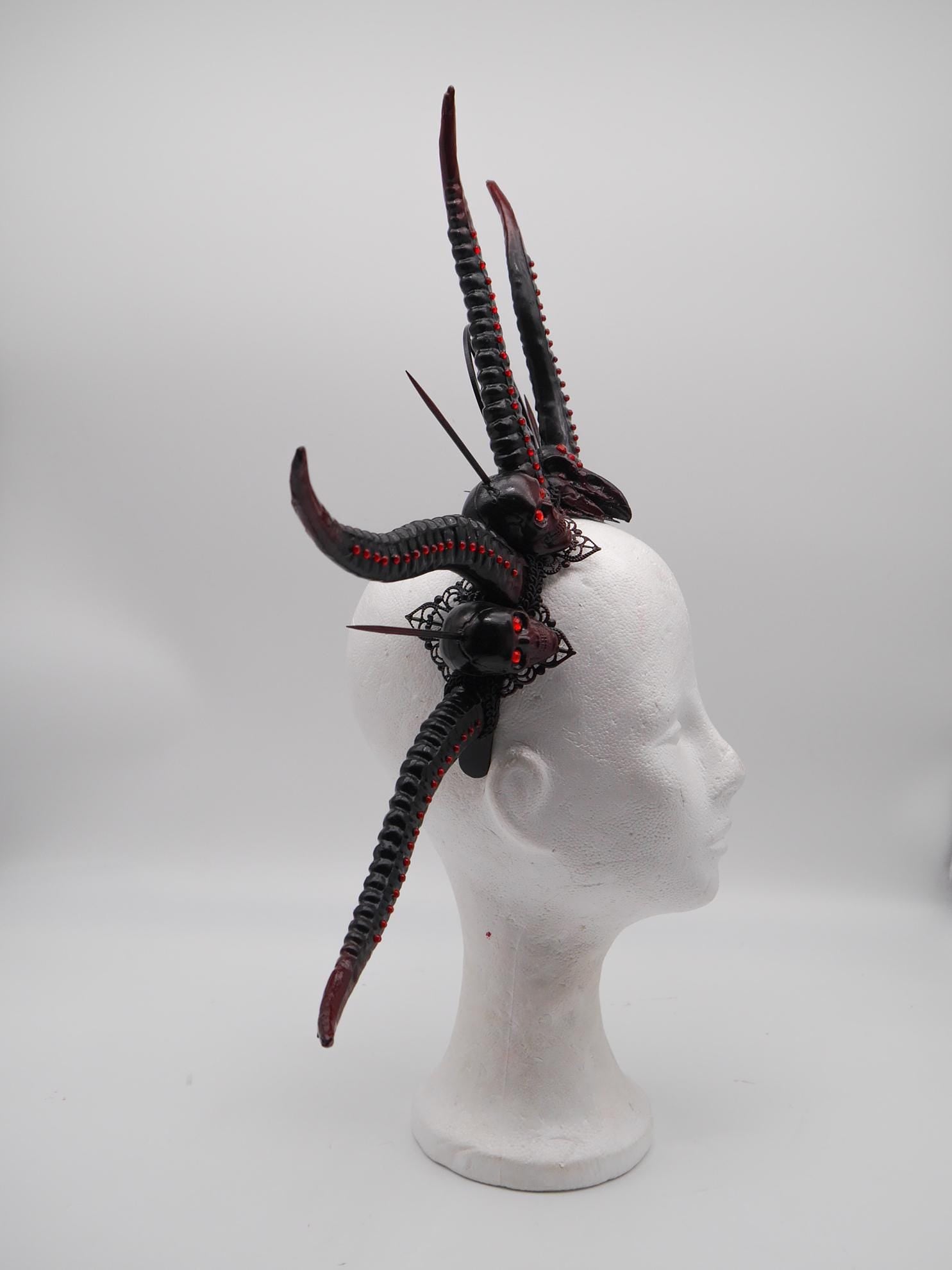 Dark Demon Headdress ~ gothic Horns ~ Queen of Darkness ~ goth ~ occult Headpiece