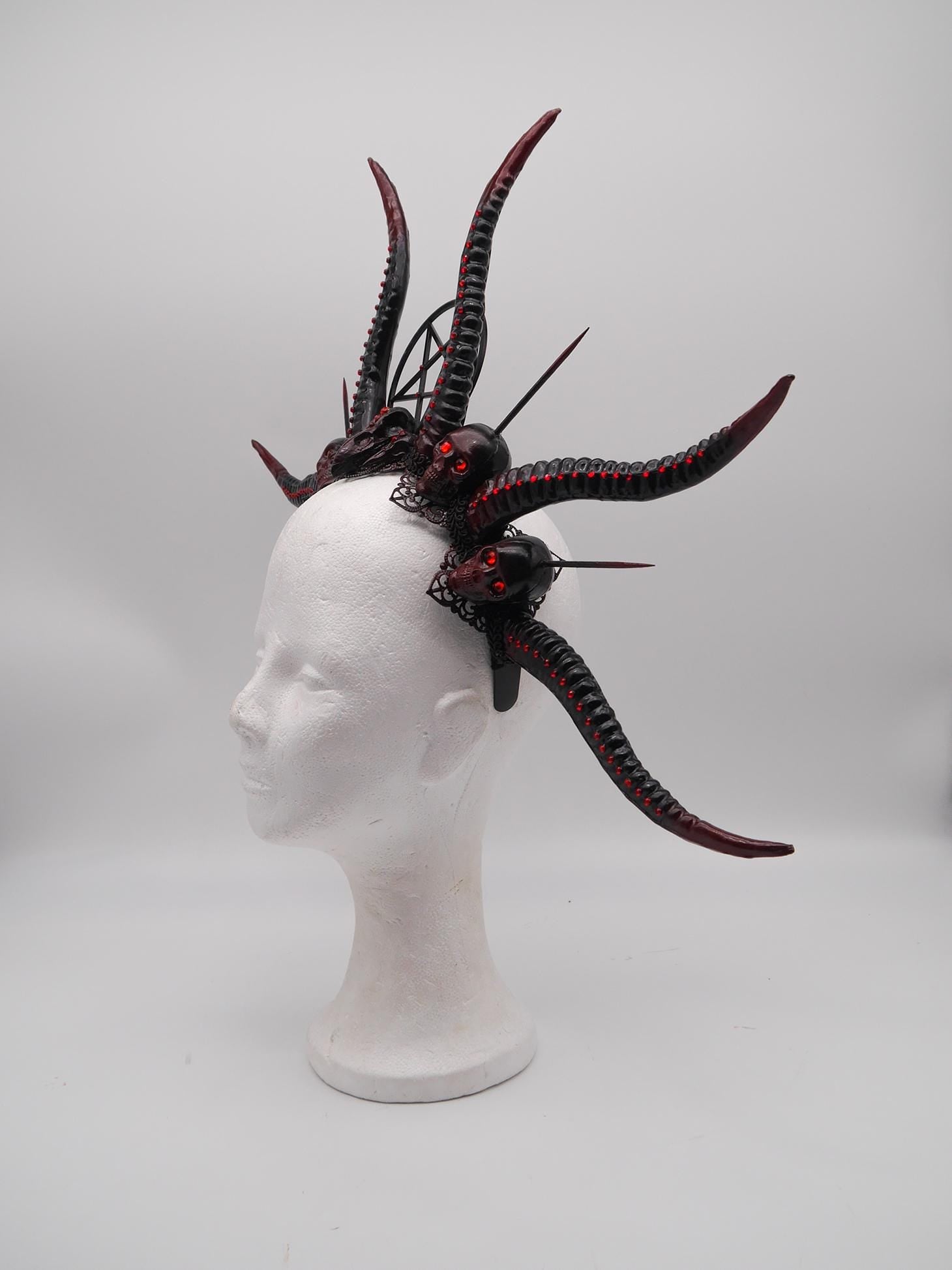 Dark Demon Headdress ~ gothic Horns ~ Queen of Darkness ~ goth ~ occult Headpiece
