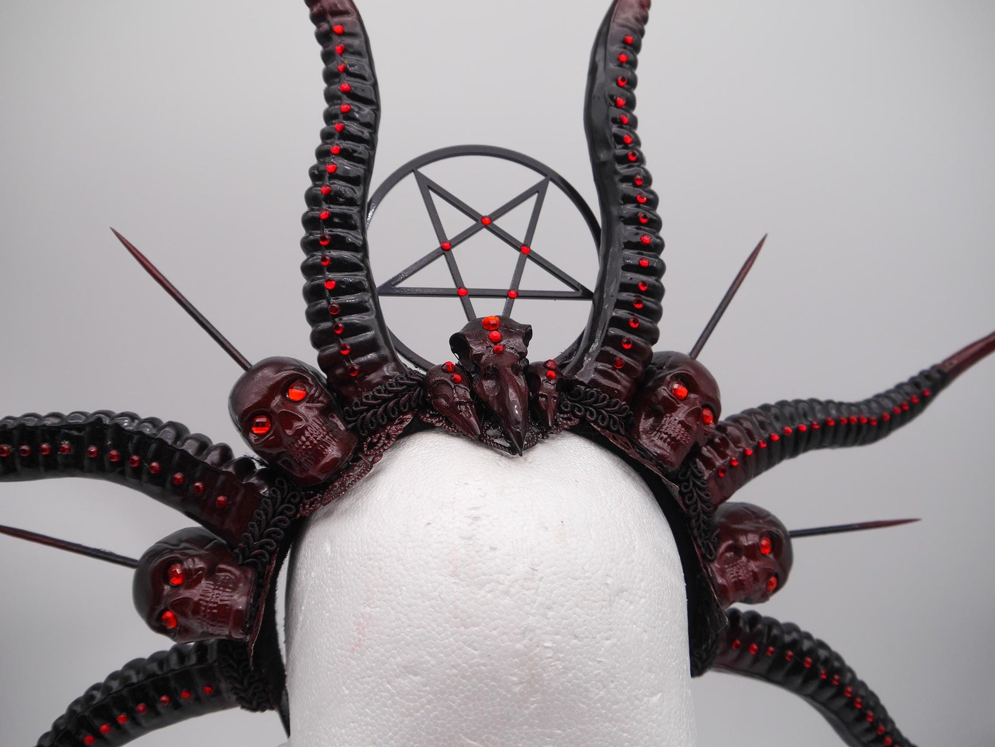 Dark Demon Headdress ~ gothic Horns ~ Queen of Darkness ~ goth ~ occult Headpiece