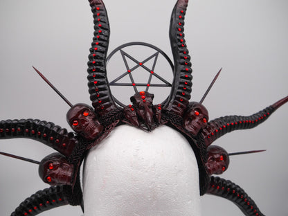 Dark Demon Headdress ~ gothic Horns ~ Queen of Darkness ~ goth ~ occult Headpiece
