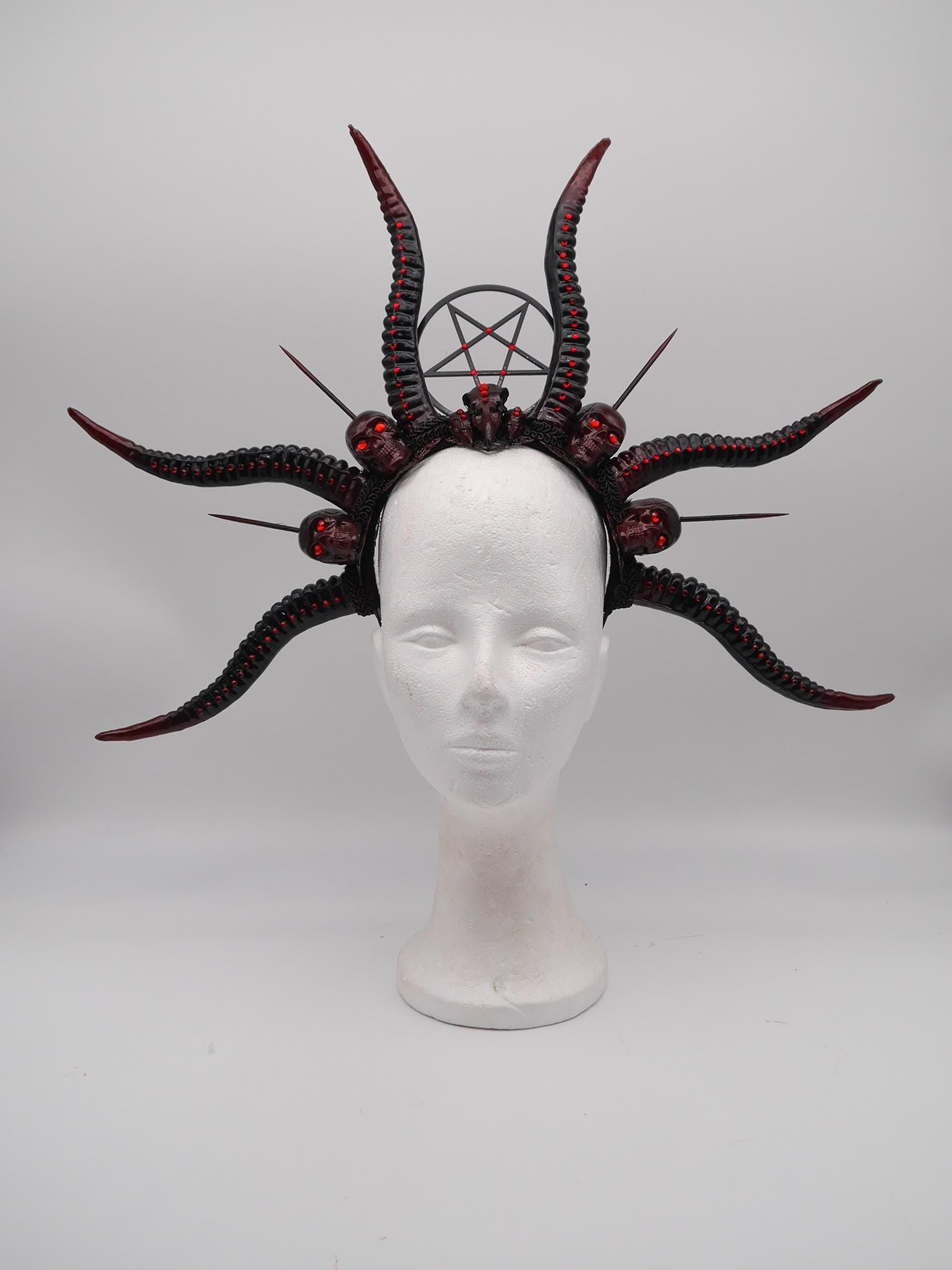Dark Demon Headdress ~ gothic Horns ~ Queen of Darkness ~ goth ~ occult Headpiece